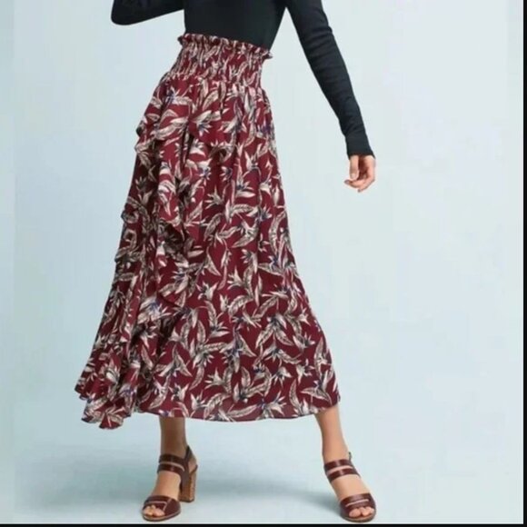 NWT Anthro Reynu Taandon Leaf Print Maxi Skirt Size S - Picture 9 of 16